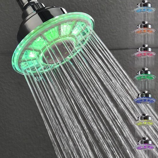 Regendusche, Duschkopf Mit Led-beleuchtung, Led-duschkopf, 7 Farben, Automatischer Umsteller, 2 Duscheinstellungen
