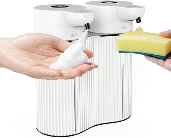 Doppelter, Berührungsloser, Automatischer Schaumseifenspender – 4 Stufen Einstellbar – Für Bad, Küche, Büro, Hotel – Geschirrspülmittel