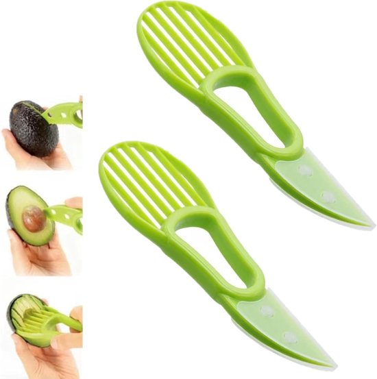 4-teiliger Avocadoschneider – Avocados Zum Pürieren, Entkernen Und Für Guacamole (grün)