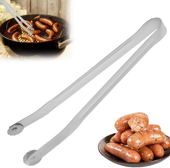 Dailygoods – Grillzange Zum Wenden Von Würstchen – Edelstahl – Kochen In Der Küche – Grillen – Einzigartiges Design – Effizientes Wenden – Grillzange