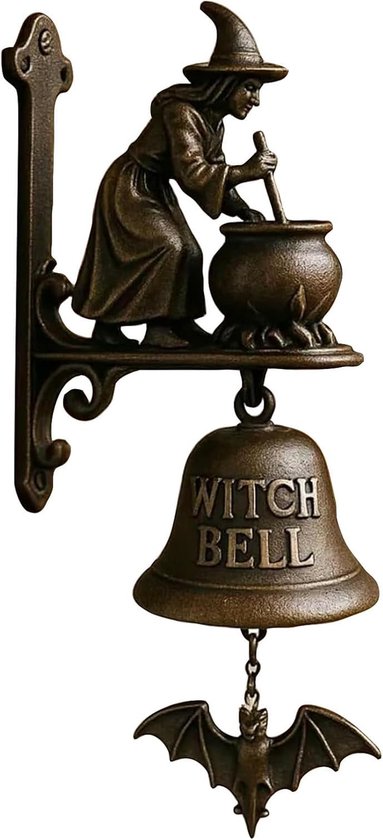 Hexen-türklingel – Hexen-türuhr – Halloween-dekoration – Gusseisen – 25 Cm – Bronze
