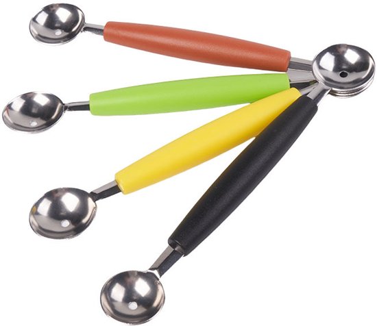 4-teiliges Melonenkern-ausstecher-set Aus Edelstahl – Spülmaschinenfest – Gelb/grün/orange/schwarz
