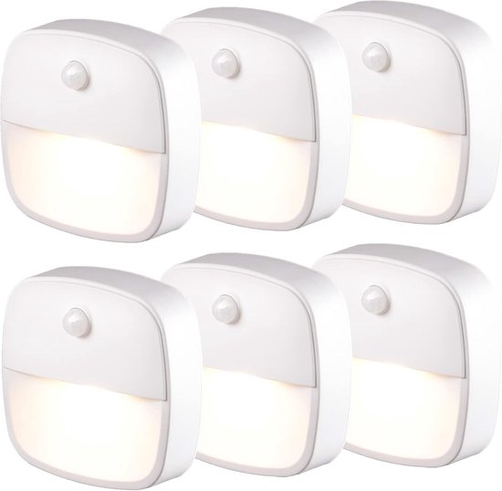 Led-nachtlicht Mit Bewegungsmelder, 6er-pack Nachtlichter Mit Bewegungsmelder Und Batterie, Selbstklebende Treppenhausbeleuchtung, Warmweiß