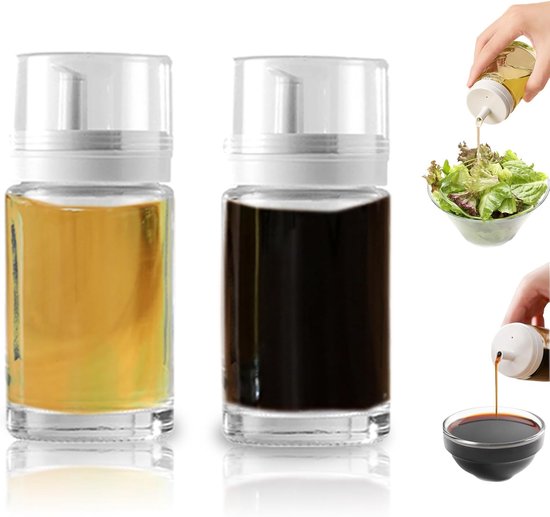 2er-pack Auslaufsichere Kleine Glasflaschen Zum Dosieren Von Öl Und Essig – Je 100 Ml (3,4 Oz) – Ideal Für Küche Und Grill