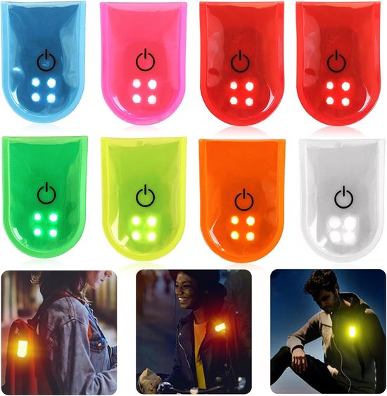 Led-blinklicht Für Kinder 8-teilig 2 Modi 4 Led-reflektoren Sicherheitslicht Led-clip Reflektierender Lichtstreifen Für Kinder Für Schulranzen