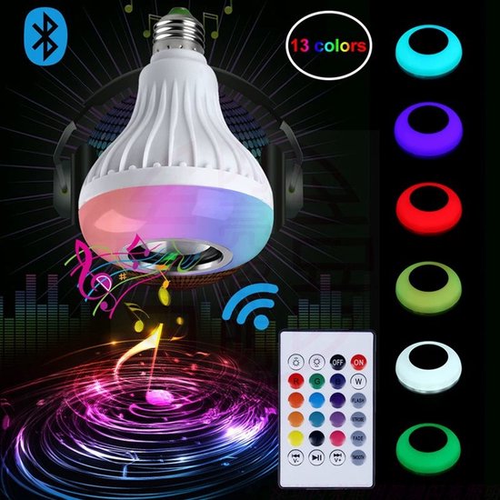 Rgb Bluetooth-musiklampe Mit Led-kaltlicht, Kabelloser Fernbedienung Und Lautsprecher, Siebenfarbige Bühnenlampe, E27