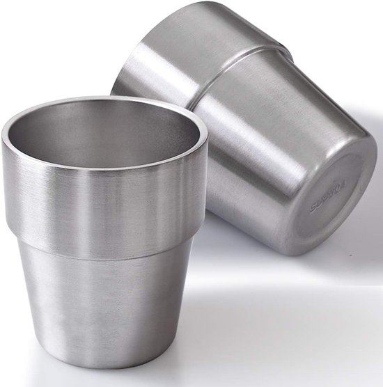 Edelstahlbecher, 300 Ml, Doppelwandig, Für Grillen, Zuhause, Büro, Partys, Autofahren, 2-teilig