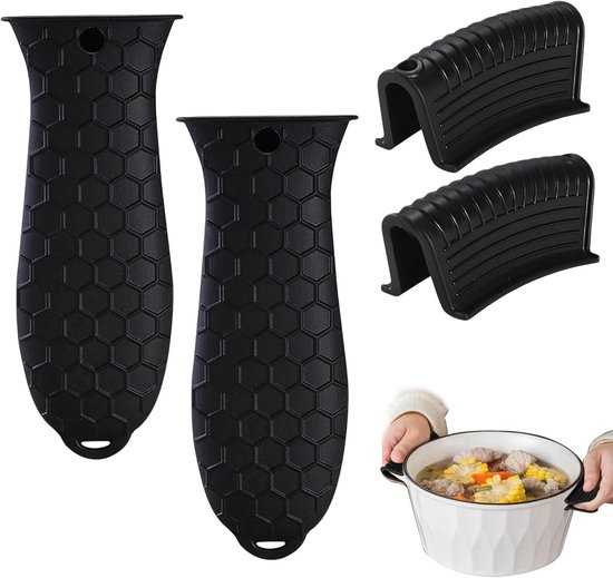4 Silikongriffe Für Töpfe Und Pfannen – Topfgriffe Mit Hitzeschutz Für Auflaufformen, Gusseiserne Bratpfannen, Küche Und Kochen