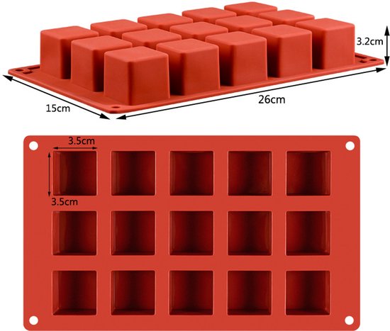 Silikon-backform Für Einzelne Portionen (würfel), Antihaftbeschichtung, 15 Würfel, 2er-pack Kuchenformen.