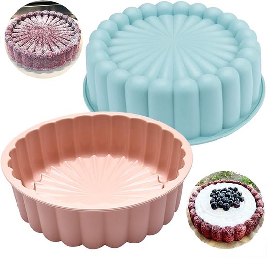 2er-set Silikon-kuchenformen 20 Cm Runde Antihaftbeschichtete Silikonformen Für Käsekuchen Schokoladenkuchen Brownies Geburtstagskuchen Rosa Blau