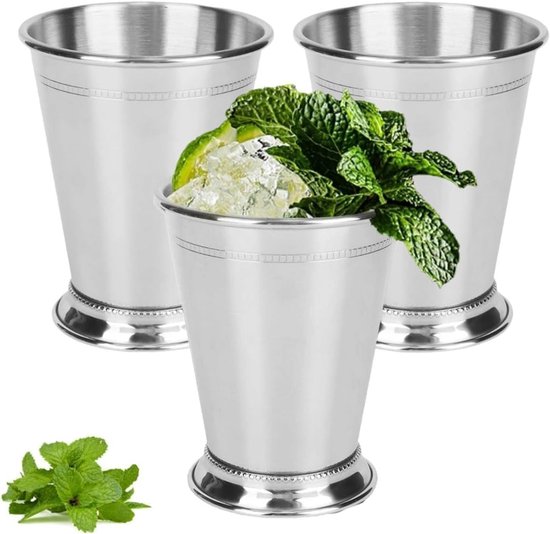 Set Mit 3 Edelstahl-cocktailgläsern Für Mixgetränke, Perfekt Für Bars Und Partys – 400 Ml