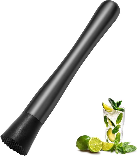 8-zoll-cocktailstößel Und Rührlöffel Aus Edelstahl Für Die Hausbar Bereiten Sie Köstliche Mojitos Old Fashioneds Minzsäfte Und Andere Zu Schwarz