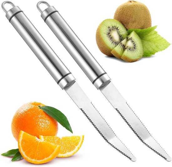 Set Aus 4 Grapefruitlöffeln Und Einem Messer Aus Edelstahl Mit Wellenschliff Gebogener Grapefruitschäler Und Obstschäler Für Die Küche Gebogenes