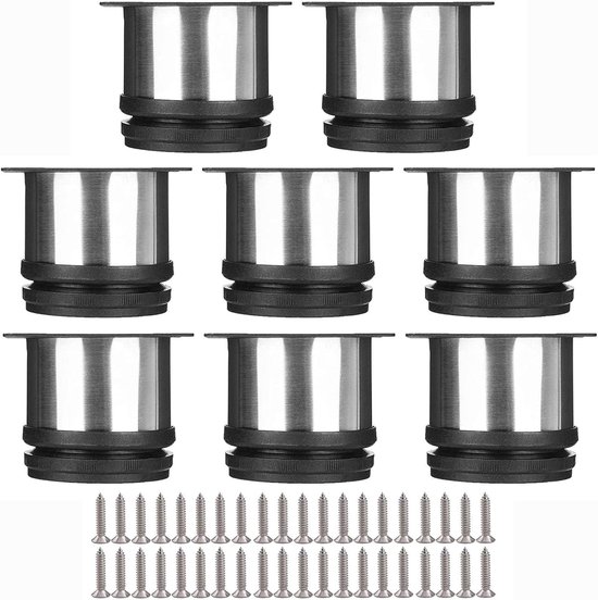 Set Mit 8 Verstellbaren Möbelbeinen Aus Edelstahl – Runde Beine Für Tisch Und Bank, Ø 50 Mm, Höhe 50 Mm