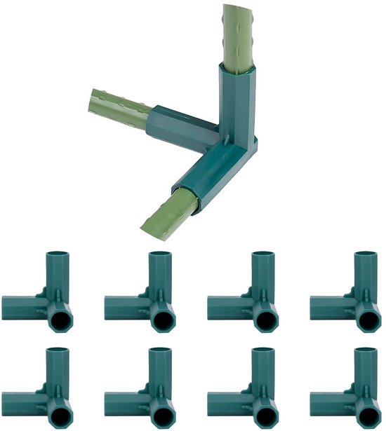Dailygoods – 3-wege-pflanzstabverbinder – Regalstütze – Kunststoff – Stütze – Gewächshauszubehör – 8 Stück – Abmessungen 6 X 6 X 6 Cm – Pflanzenstütze