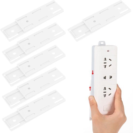 Set Mit 6 Selbstklebenden Basishaltern Für Steckdosenleisten Und Kabel, Ideal Zur Sicheren Befestigung Von Steckdosenleisten Und Kabeln Auf Verschiedenen Oberflächen.