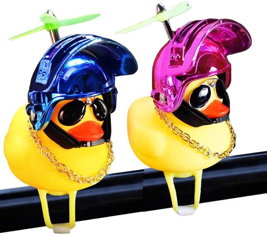 Gummienten-autodekoration, 2 Gelbe Enten-armaturenbrettdekorationen Fürs Auto, Quetschbare Enten-fahrradklingel Mit Propellerhelm