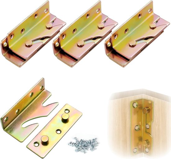 4-teiliges Set Bettverbinder, Für Schwere Lasten, Bettbeschlagverbinder, Eckverbinder Mit Schrauben Zum Verbinden Von Möbeln, Hängende Bettseiten