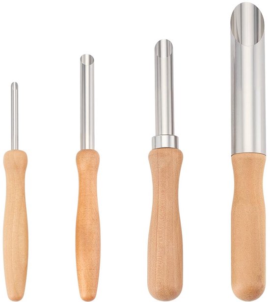 4-teiliges Set, 4 Verschiedene Modelle: Strohhalmheber, Runder Steingutheber Aus Edelstahl, Spezialheber Für Plastikdeckel Mit Holzgriff, Deckelheber