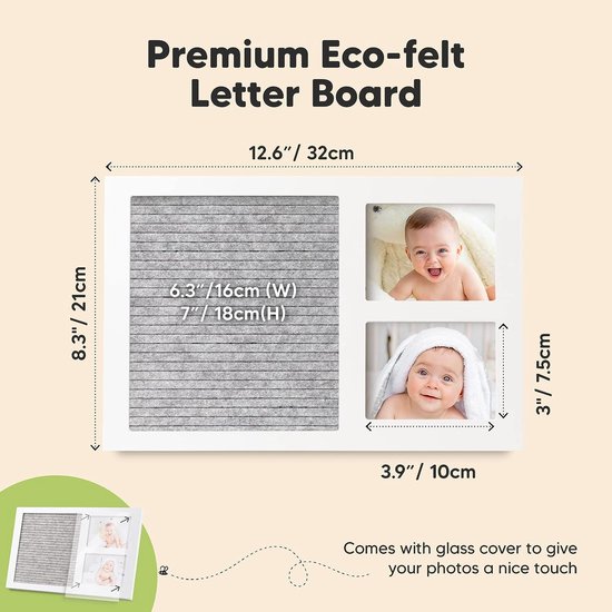 Eine Alphabettafel Aus Filz Zur Dokumentation Des Wachstums Des Babys Kombiniert Mit Einem Fotoalbum Aus Holz Ein Persönliches Geschenk Für White