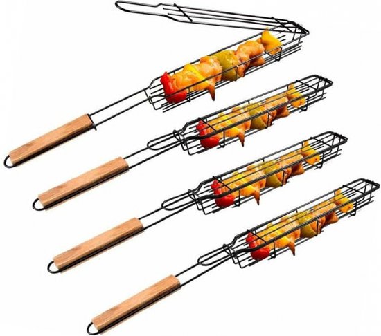 4 Teilig Grillkorb Grill Grillkorb 49 X 4 X 5 Cm Grillkorb Mit Drehverschluss Grillzubehör Grillrost Grillspieße Rostklemme
