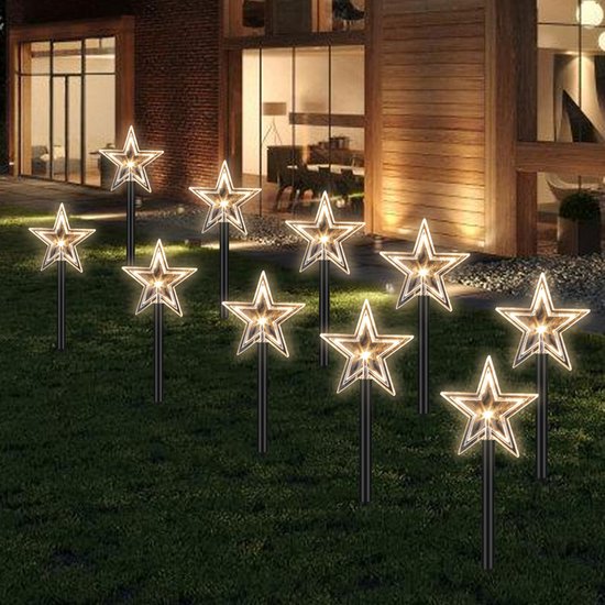 10 Stück Gartenlampe Mit Erdspieß Gartenbeleuchtung Sternförmige Gartenlampe Außenbeleuchtung Für Den Garten Led Außenbeleuchtung Stimmungsbeleuc