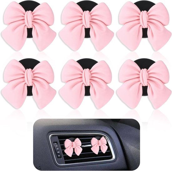 6 Stück Rosa Schleifen-auto-lufterfrischer-clips, Auto-innenraum-clips, Rosa Innenausstattung, Aromatherapie-diffusor Für Ätherische Öle