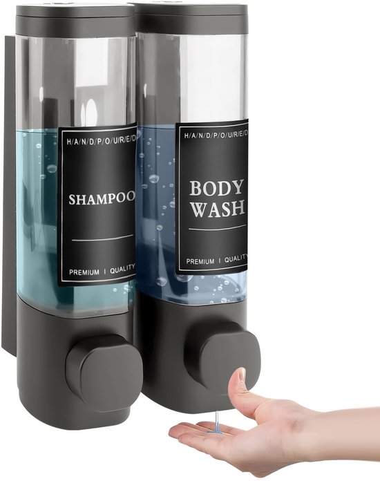 Dailygoods – Wandseifenspender Mit 2 Kammern – Duschgel-/handwaschmittelspender – 300 Ml – Abs – Geeignet Für Bad/küche – Flüssigkeitsspender