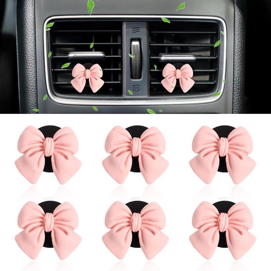 Auto-innenausstattung Mit Rosa Schleife – 6 Aromatherapie-diffusoren Für Ätherische Öle Für Mädchenautos