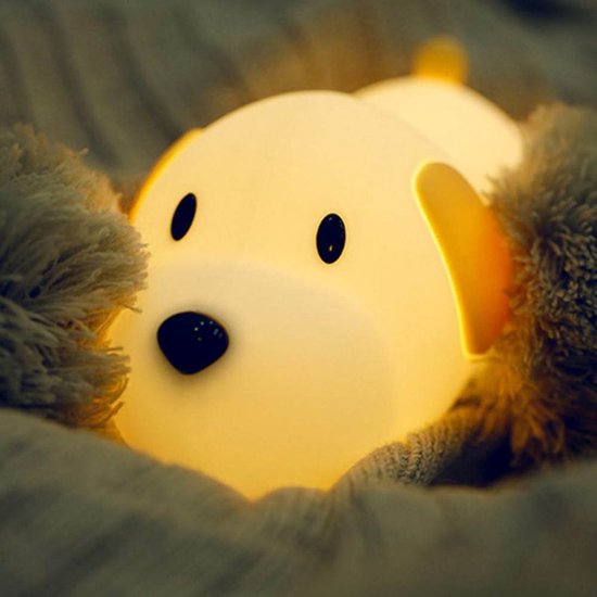 Nachtlicht Mit Led-lampe In Hundeform Berührungsempfindlich Dimmbar In Zwei Farben Mit Timer Wiederaufladbar Aus Silikonmaterial Ein Spielzeug