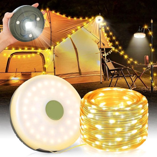 10 Meter Lange Led-lichterkette Fürs Camping Wasserdichte Einziehbare Led-zeltbeleuchtung Weihnachtsbeleuchtung Usb-aufladbar Warmweiß Für Balkon