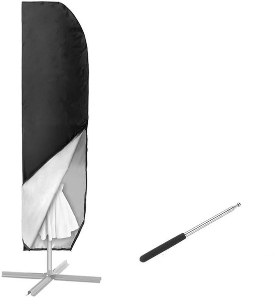 Sonnenschirmhülle Aus 210d Oxford-gewebe Mit Aufbewahrungstasche Und Teleskopstange, Wasserdicht, 280 X 81 Cm