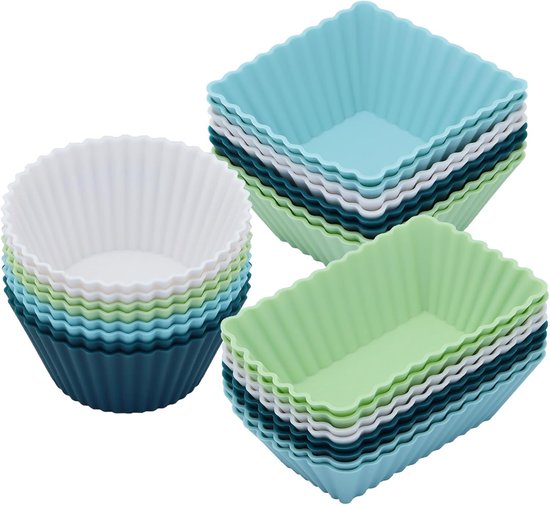 24 Silikon-muffinformen – Wiederverwendbare Cupcake-körper In 3 Formen (neutrale Farben)