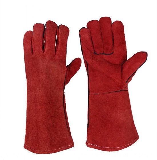 Hitzebeständige Schweißerhandschuhe Aus Leder Für Holzöfen, Grills Und Gartenarbeit Für Herren