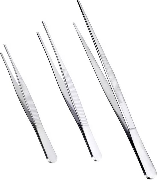 3-teilige Küchenpinzette – Pinzette – Edelstahl – 30 Cm – 21 Cm – 16 Cm