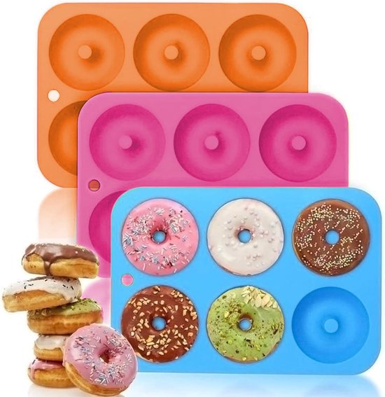 Silikon-backformen Backform Donuts Backform 3-teilig 6 Mulden Antihaftbeschichtung Spülmaschinenfest Für Backbegeisterte Kekse Bagels Muffins Rosa
