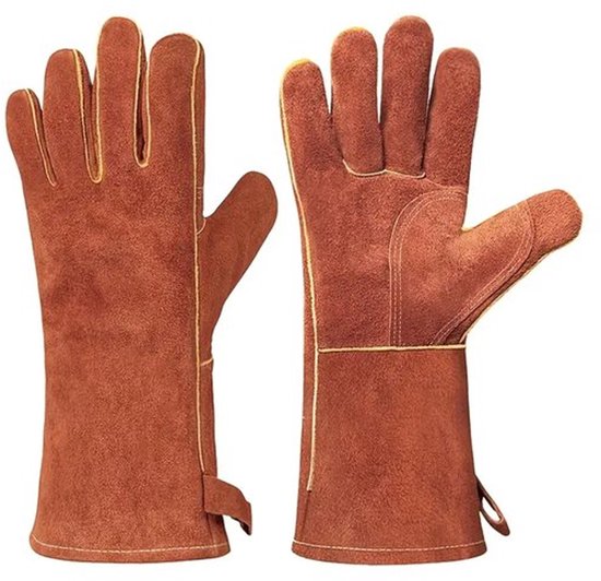 Hitzebeständige Handschuhe, Schweißerhandschuhe, Hitzeisolierung, Verbrennungsschutz, Grillen, Camping, Elektroschweißen, Dicke Arbeitshandschuhe
