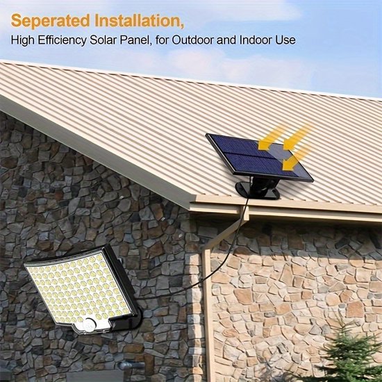 Solarbetriebene Außenleuchte Mit Sensor, 106 Leds, Wasserdicht (ip65), 120° Abstrahlwinkel, Solar-gartenwandleuchte Mit Kabel – Neue Version