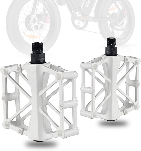 Weiße Pedale, Fahrradpedale Für E-bikes, Leichte Aluminium-plattformpedale Mit Rutschfesten Pins, Robuste Flachpedale Für E-bikes