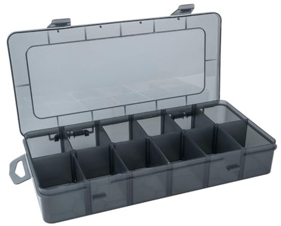 Sortierbox Für Kleinteile, Aufbewahrungsbox Mit 12 Fächern, 26 X 13,5 X 4,3 Cm, Schwarz Durchscheinend