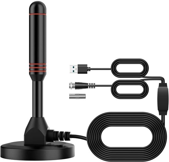 Dvb-t2 Digital-tv-antenne – Tragbare Antenne Für Den Innen- Und Außenbereich Mit Magnetfuß Und 5 M Kabel