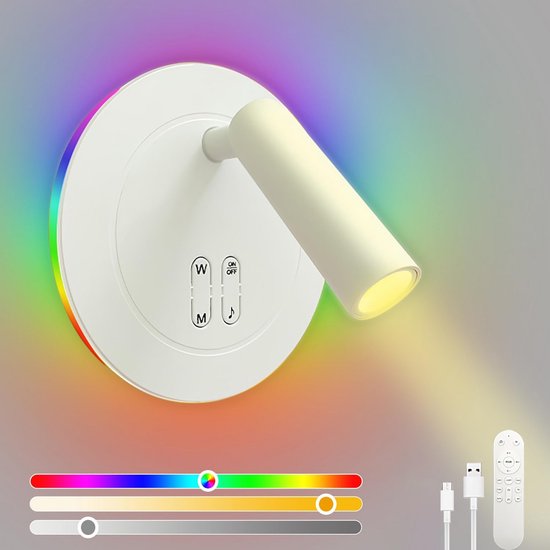 Dimmbare Wandleuchte Mit Rgb-beleuchtung Und Fernbedienung – Moderne Leselampe Für Schlaf- Und Wohnzimmer