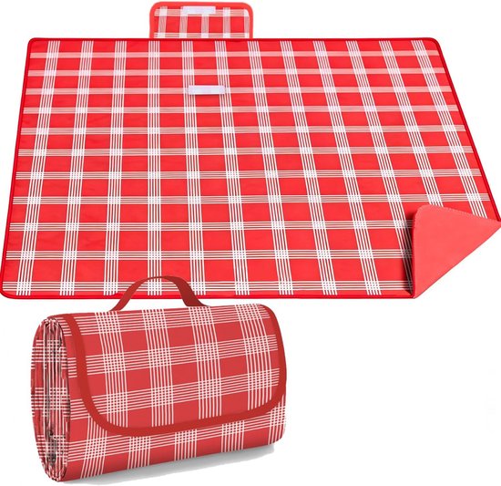 Extra Große Picknickdecke 200 X 300 Cm – Wasserabweisend Und Strapazierfähig, Für 10–12 Personen, Rot-weiß Kariert