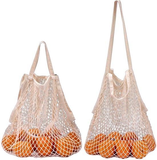 Dailygoods Wiederverwendbare Einkaufstasche 42 X 38 Cm Faltbare Tasche Baumwollnetztasche Leichte Einkaufstasche Tragkraft 10 Kg Lange Griffe