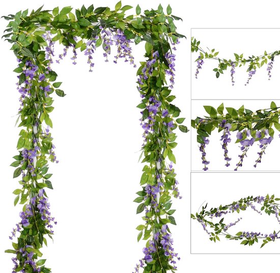 2 Meter Lange Künstliche Seidenblumen Pro Stück 5er-set Glyzinienkranz Künstliche Blaue Glyzinienranke Flechtmaterial Geeignet Für Zuhause Garten