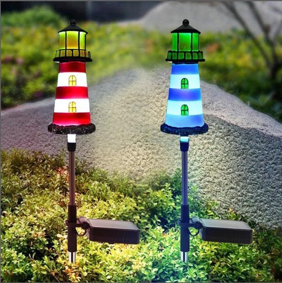 Zweiteiliges Set Solar-außenleuchten - Solar-gartenleuchte (blau + Rot)