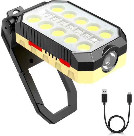 Magnetische, Wiederaufladbare, Tragbare Led-arbeitsleuchte Mit Haken, Batterieanzeige, Starkem Magneten, 4 Beleuchtungsmodi Und Taschenlampenmodus