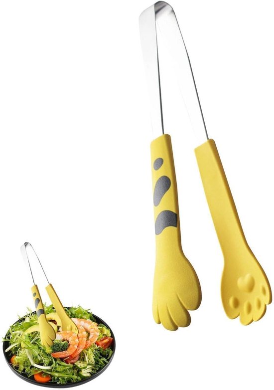 Kleine Küchenzange, Salatzange, Brotzange, Grillzange, Edelstahl, Katzenpfotenform