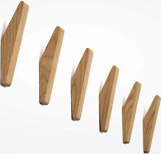 6 Vintage-holzhaken, Tragkraft 5 Kg, Wandhaken, Kleiderhaken, Mehrzweckhaken, Schlüsselhaken (6er-set)