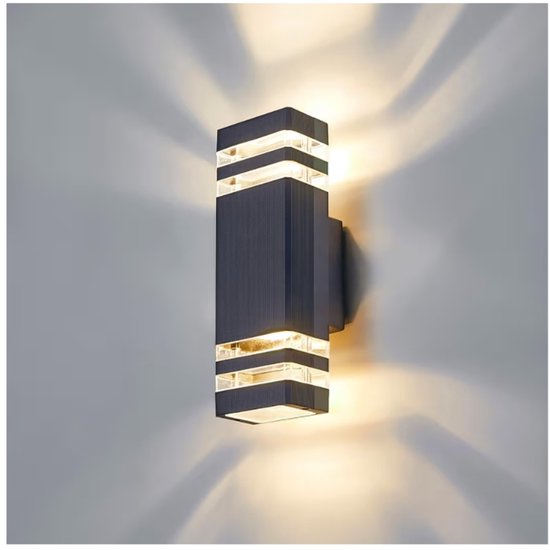 Led-außenwandleuchte – Ip65-außenwandleuchte, Gu10-außenleuchte – 3000 K, Außenbeleuchtung Für Hauswand, Terrasse, Haus, Anthrazitgrau